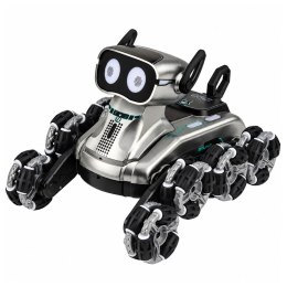 Pies Robot Zdalnie Sterowany RC 8 Kół Tryb Demo Sztuczki Srebrny