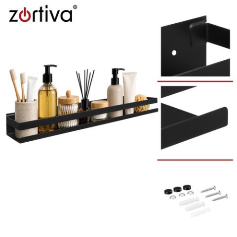 Półka łazienkowa czarna Zortiva