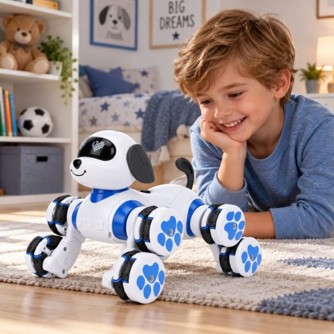 Pies Robot Zdalnie Sterowany RC 8 Kół Drift 360° Akrobacje Niebieski
