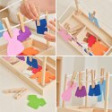 VIGA Drewniany Zestaw do Prania Suszarka Ubranka Klamerki Montessori 27 el