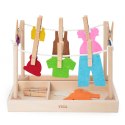 VIGA Drewniany Zestaw do Prania Suszarka Ubranka Klamerki Montessori 27 el