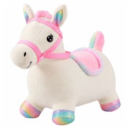 Pluszowy Konik Skoczek Pompowany Dla Dzieci Do Skakania Biały 60cm