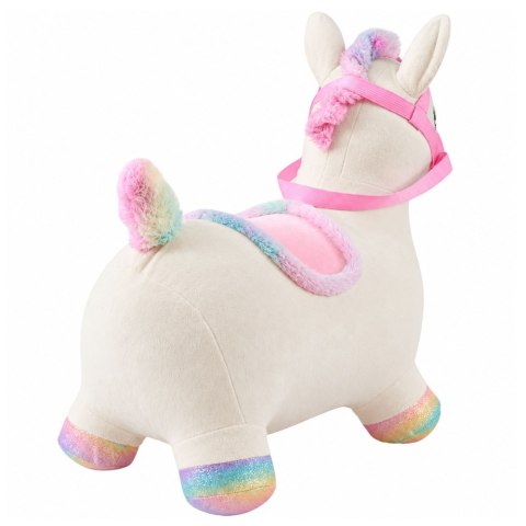 Pluszowy Konik Skoczek Pompowany Dla Dzieci Do Skakania Biały 60cm