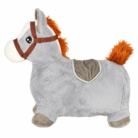 Pluszowy Konik Skoczek Pompowany Dla Dzieci Do Skakania Szary 60cm
