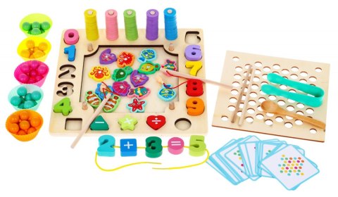 Drewniany zestaw edukacyjnych 6w1 Sorter łowienie rybek nauka liczb