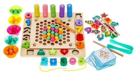 Drewniany zestaw edukacyjnych 6w1 Sorter łowienie rybek nauka liczb