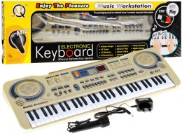 Beżowy Keyboard dla dzieci 5+ Mikrofon + Nagrywanie + USB MP3