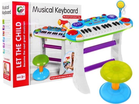 zestaw muzyczny Keyboard + Werble +Mikrofon światła + Dźwięki 2 oktawy