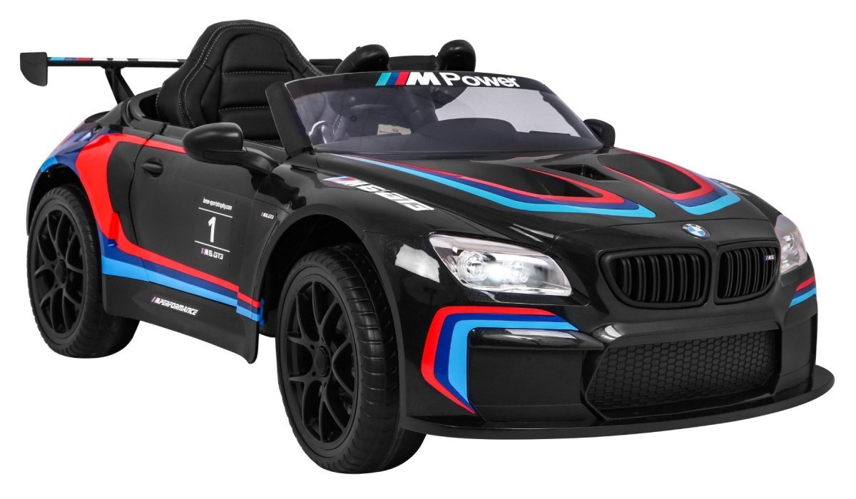 + SKÓRA + PILOT Samochód AUTO na akumulator BMW M6 GT3 Czarny