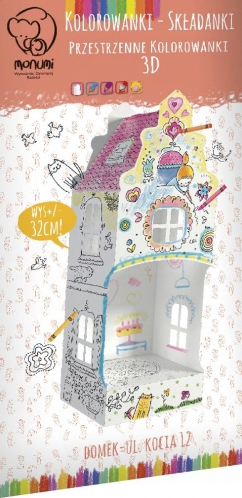 Domek "ul. Kocia 12" przestrzenna kolorowanka 3D