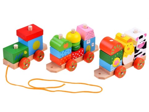 Lokomotywa z wagonami drewniana kolejka ZA3819