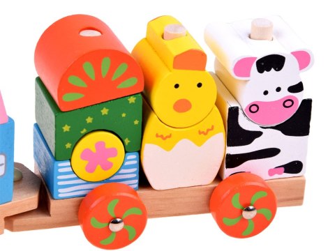 Lokomotywa z wagonami drewniana kolejka ZA3819