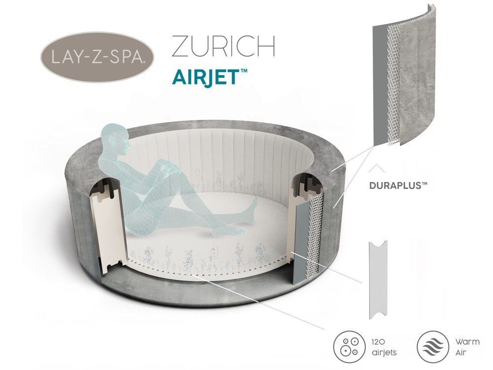 Bestway Lay-Z-Spa Zurich jacuzzi 2-4os 180cm 60065 Bestway Lay-Z-Spa Zurich jacuzzi 2-4os 180cm 60065