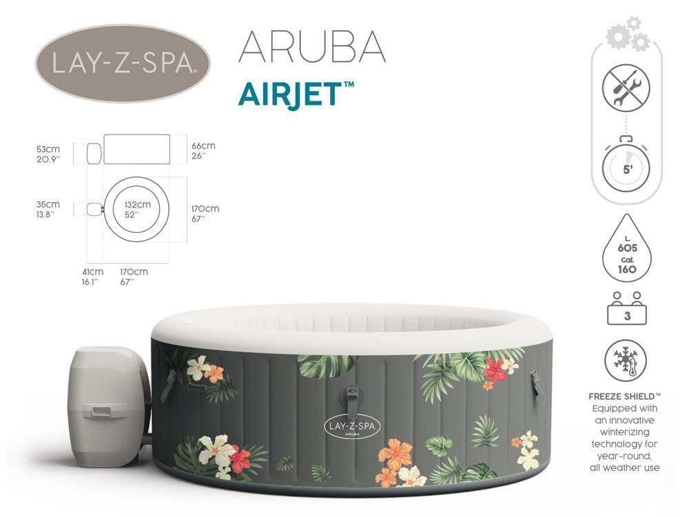 Bestway Lay-Z-Spa ARUBA jacuzzi 3os 170x66cm 60061 Bestway Lay-Z-Spa ARUBA jacuzzi 3os 170x66cm 60061