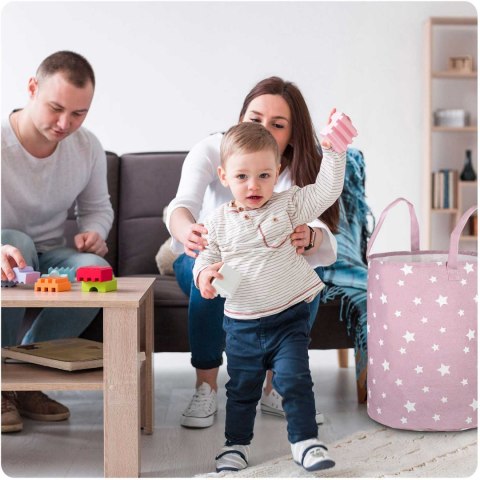 Kosz na zabawki Ricokids - różowy w gwiazdki