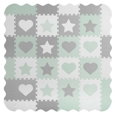 Mata piankowa puzzle 150x150cm 16 szt. szaro-miętowy
