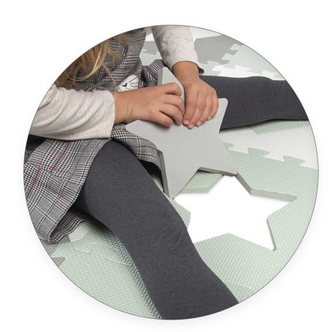 Mata piankowa puzzle 150x150cm 16 szt. szaro-miętowy