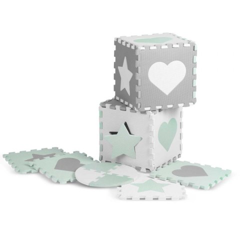 Mata piankowa puzzle 150x150cm 16 szt. szaro-miętowy