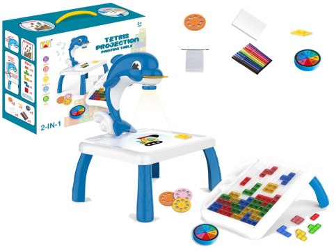 Stolik 2w1 Projektor Rzutnik Delfin Układanka Tetris