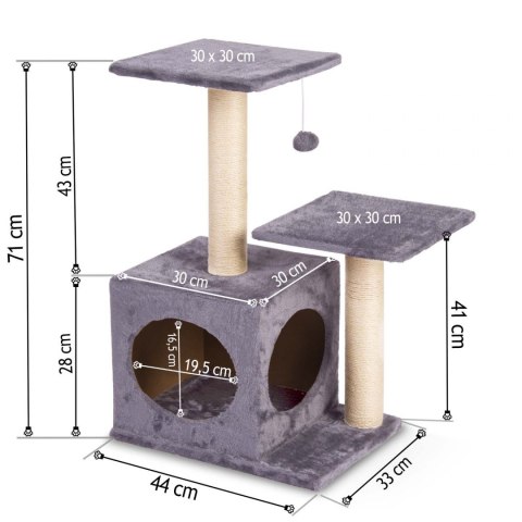 Drapak dla kota 71 cm DR-263 Pethaus z myszką j. szary Drapak dla kota 71 cm DR-263 Pethaus z myszką j. szary