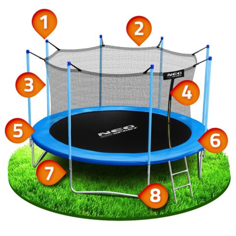 Trampolina ogrodowa 14ft/435cm z siatką wewnętrzną i drabinką Neo- 