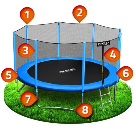 Trampolina ogrodowa 14ft/435cm z siatką zewnętrzną i drabinką Neo- 