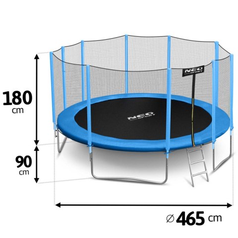 Trampolina ogrodowa 15ft/465cm z siatką zewnętrzną i drabinką Neo- 