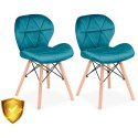 Nowoczesne welurowe krzesło skandynawskie Sofotel Sigma - jasno niebieskie 2 szt.