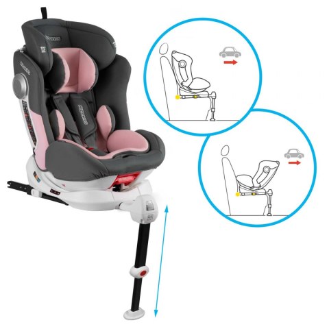 Fotelik samochodowy obrotowy Stigo szaro-różowy