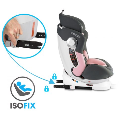 Fotelik samochodowy obrotowy Stigo szaro-różowy