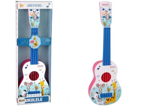 Gitara Ukulele Dla Dzieci Różowa Zwierzęta Żyrafa Zebra