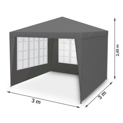 Pawilon ogrodowy 4 scianki 3 x3 m szary Plonos