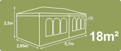 Pawilon ogrodowy 4 ścianki 3 x 6m szary Plonos