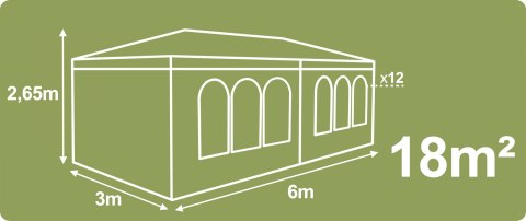 Pawilon ogrodowy 6 ścianek 3 x 6m biały Plonos