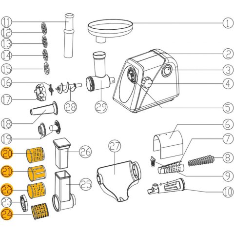 Części do maszynki do mielenia mięsa - komplet nakładek Berdsen