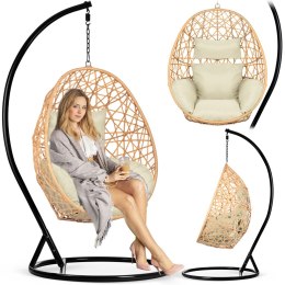 Fotel ogrodowy wiszący Sabana czarny + beżowe poduszki Sofotel