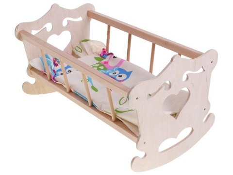 Drewniana KOŁYSKA dla lalki 50cm + pościel ZA2021