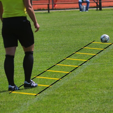 Drabinka koordynacyjna gimnastyczna treningowa do ćwiczeń żółta