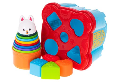 Zamek króliczka kubeczki wieża piramida sorter z klockami