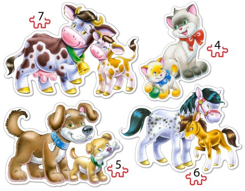 CASTORLAND Puzzle 4w1 Animals with Babies - Zwierzęta z dziećmi