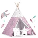 Namiot tipi dla dzieci ze światełkami Nukido - różowe w gwiazdki