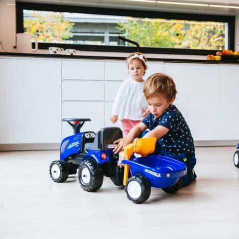 FALK Traktorek Baby New Holland Niebieski z Przyczepką +akc. od 1 roku