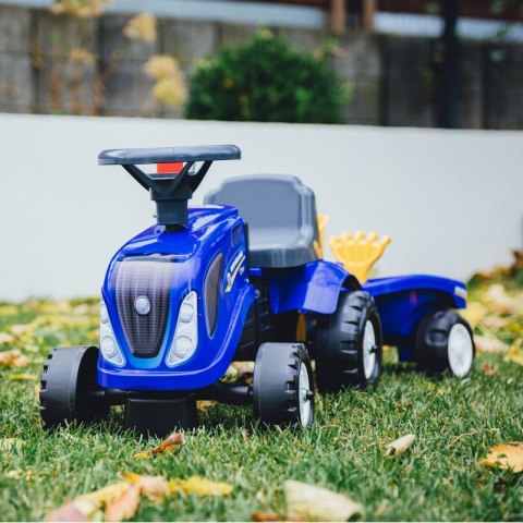 FALK Traktorek Baby New Holland Niebieski z Przyczepką +akc. od 1 roku
