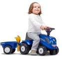 FALK Traktorek Baby New Holland Niebieski z Przyczepką +akc. od 1 roku