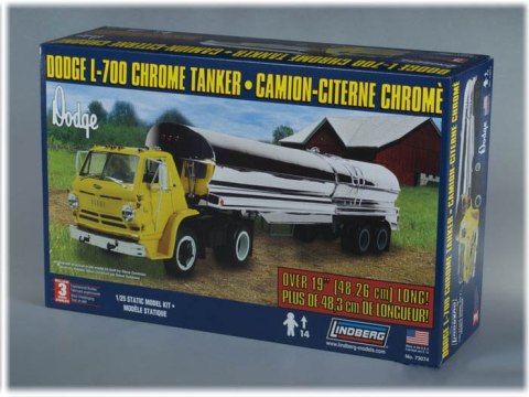 Model Plastikowy Do Sklejania Lindberg (USA) - Ciągnik siodłowy Dodge L-700 + Naczepa cysterna (Chrom)