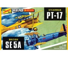 Model plastikowy - Zestaw 2 Samolotów Bi-Planes - Stearman PT-17 & British SE 5A - Lindberg