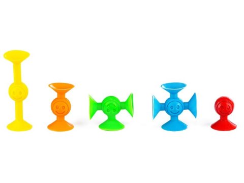 Klocki Konstrukcyjne, Kolorowe Silikonowe Przyssawki, Wesołe Buźki + Ludzik