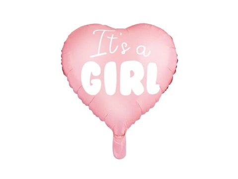 Balon foliowy "It's a girl" serce różowe 48cm