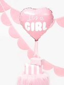 Balon foliowy "It's a girl" serce różowe 48cm