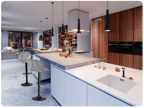 Hoker barowy z oparciem Castel jasnoszary